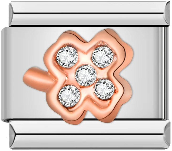 4-leaf clover in Rose Gold and White Stones - 4-leaf-clover-in-rose-gold-and-white-stones-45411574645071.png