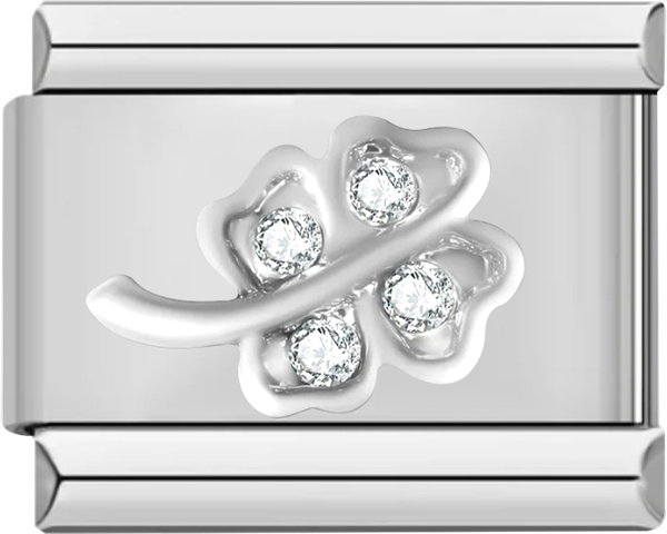 4-leaf Clover and its Stem, in Silver and White Stones - 4 leaf clover and its stem in silver and white stones.png