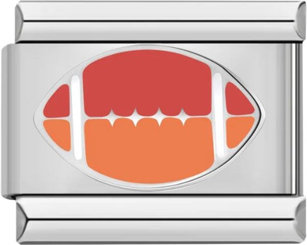 American Football Ball, Red and Orange, on Silver - american football ball red and orange on silver.png