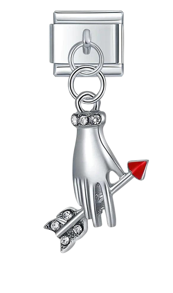 An Arrow in a Hand with Stones, on Silver - an-arrow-in-a-hand-with-stones-on-silver-charms-45922274017615.png