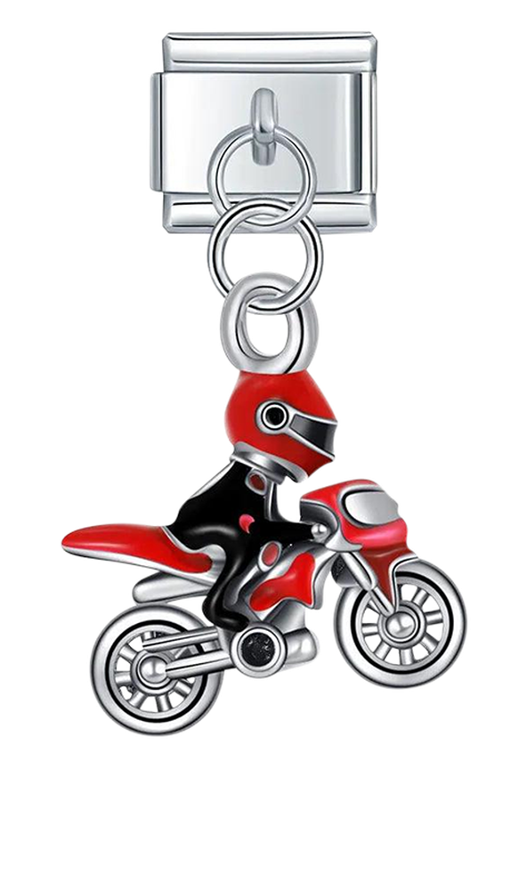 Biker and his Motorcycle, on Silver - biker-and-his-motorcycle-on-silver-charms-45932544819535.png