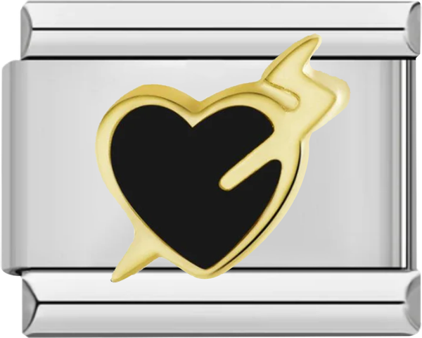 Black Heart, Love at First Sight in Gold, on Silver - black heart love at first sight in gold on silver.png