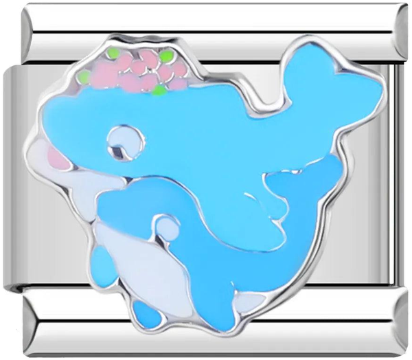 Blue Dolphins, on Silver - blue-dolphins-on-silver-45322450272591.png