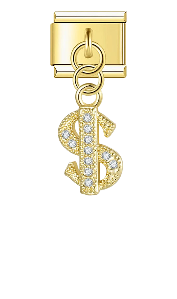 Dollar in Gold with Stones, on Gold - dollar-in-gold-with-stones-on-gold-charms-45931156406607.png