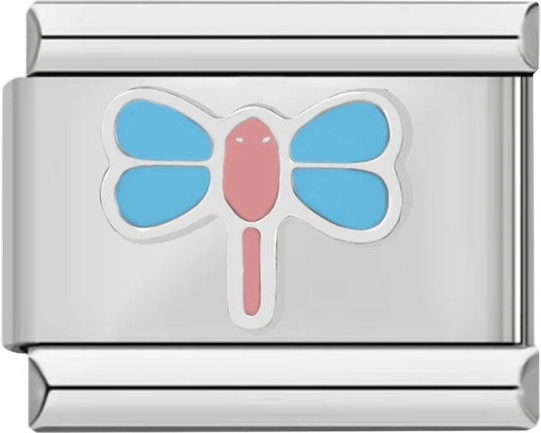 Dragonfly, Pink and Blue, on Silver - dragonfly pink and blue on silver charms official 45431679123791.png