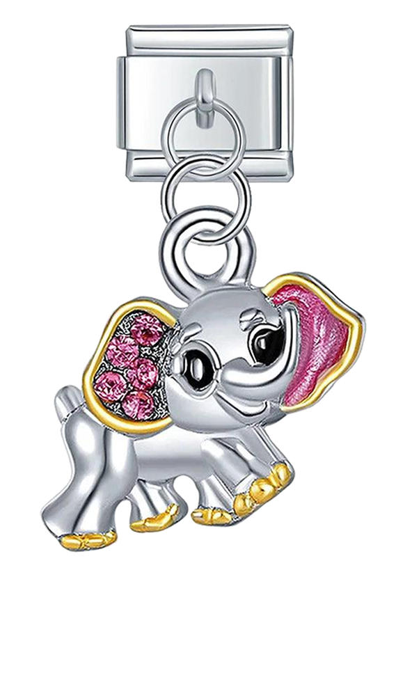 Elephant with Pink Stones, on Silver - elephant-with-pink-stones-on-silver-charms-45928145518927.png