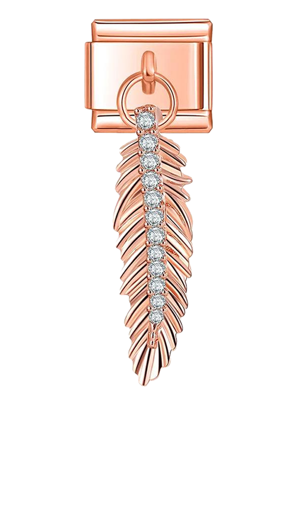 Feather with Stones, on Rose Gold - feather-with-stones-on-rose-gold-charms.png