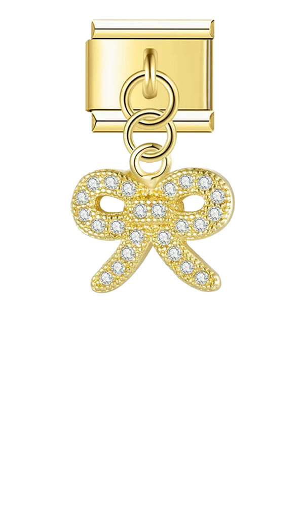 Gold Hair Bow with Stones, on Gold - gold-hair-bow-with-stones-on-gold-charms-45931156013391.png