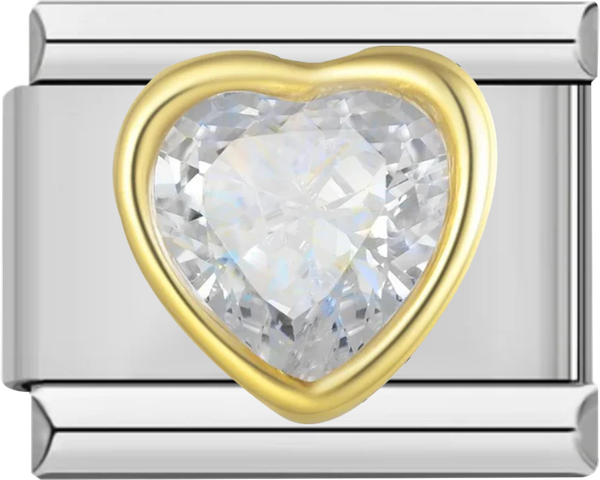 Gold Heart with Large White Stone - gold heart with large white stone.png