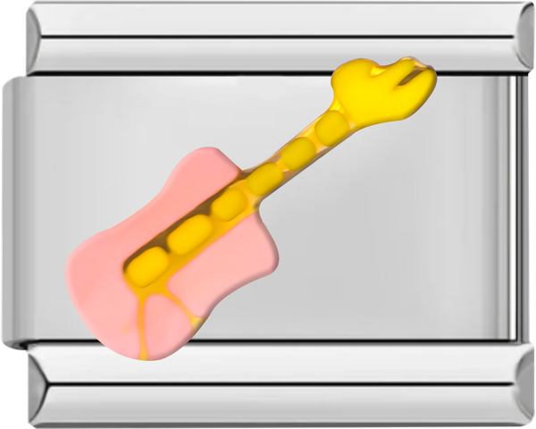 Guitar, Pink and Gold, on Silver - guitar pink and gold on silver.png
