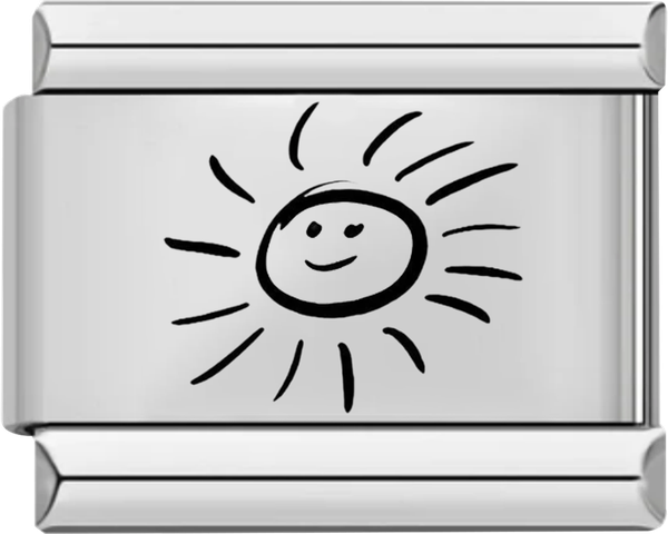 Happy Sun in Black, on Silver - happy sun in black on silver.png