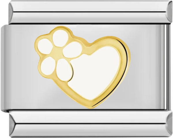 Heart and Flower, White and Gold, on Silver - heart and flower white and gold on silver.png