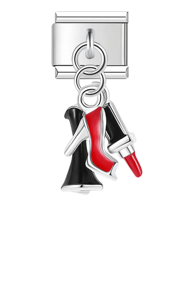 Heel and Lipstick, on Silver - heel-and-lipstick-on-silver-charms-45934279491919.png
