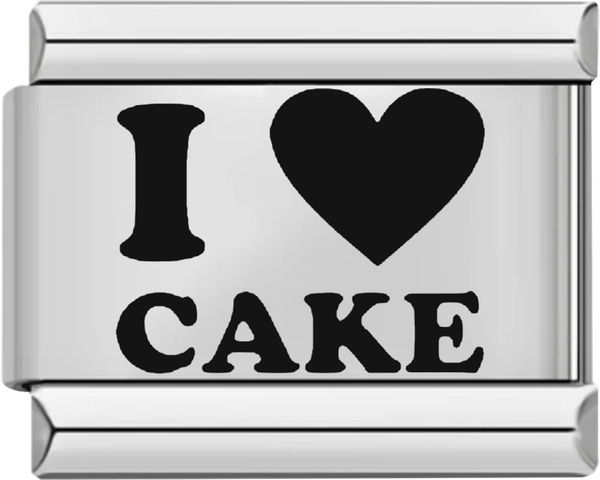 I Love Cake, in Black, on Silver - i love cake in black on silver.png