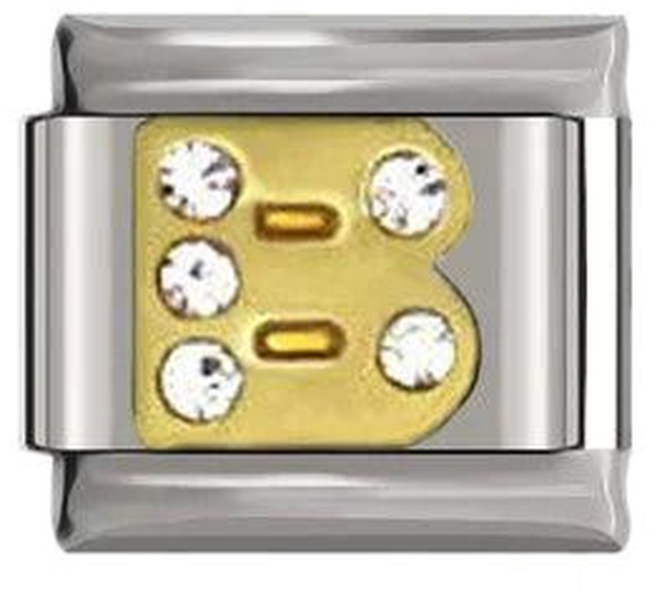 Letter B in Gold with Stones, on Silver - letter-b-in-gold-with-stones-on-silver-45962555720015.png