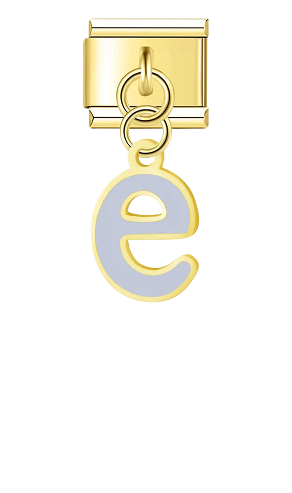Letter E in Grey, on Gold - letter-e-in-grey-on-gold-charms-45962582294863.png