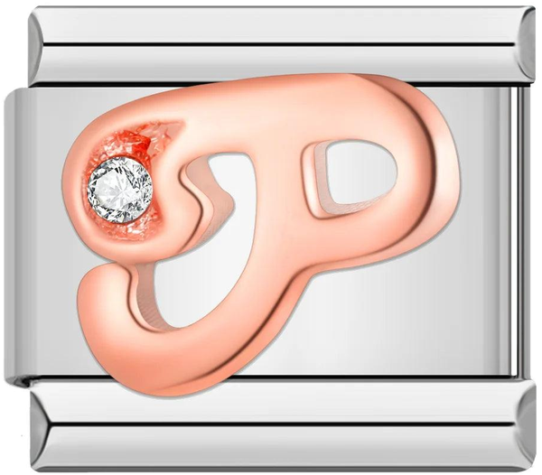Letter P in Rose Gold with Stones, on Silver - letter-p-in-rose-gold-with-stones-on-silver.png