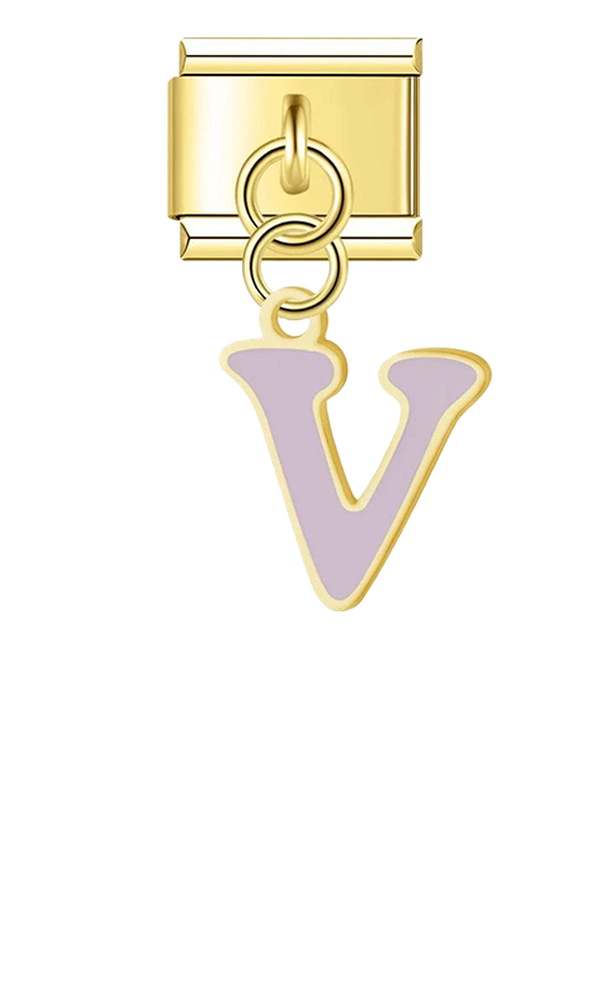Letter V in Pink, on Gold - letter-v-in-pink-on-gold-charms-45962558636367.png