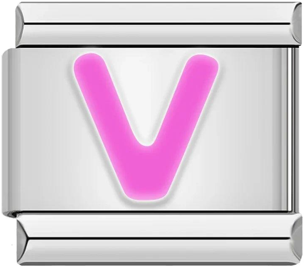 Letter V in Pink, on Silver - letter-v-in-pink-on-silver.png