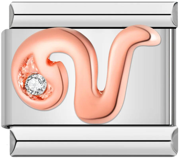 Letter V in Rose Gold with Stones, on Silver - letter-v-in-rose-gold-with-stones-on-silver.png