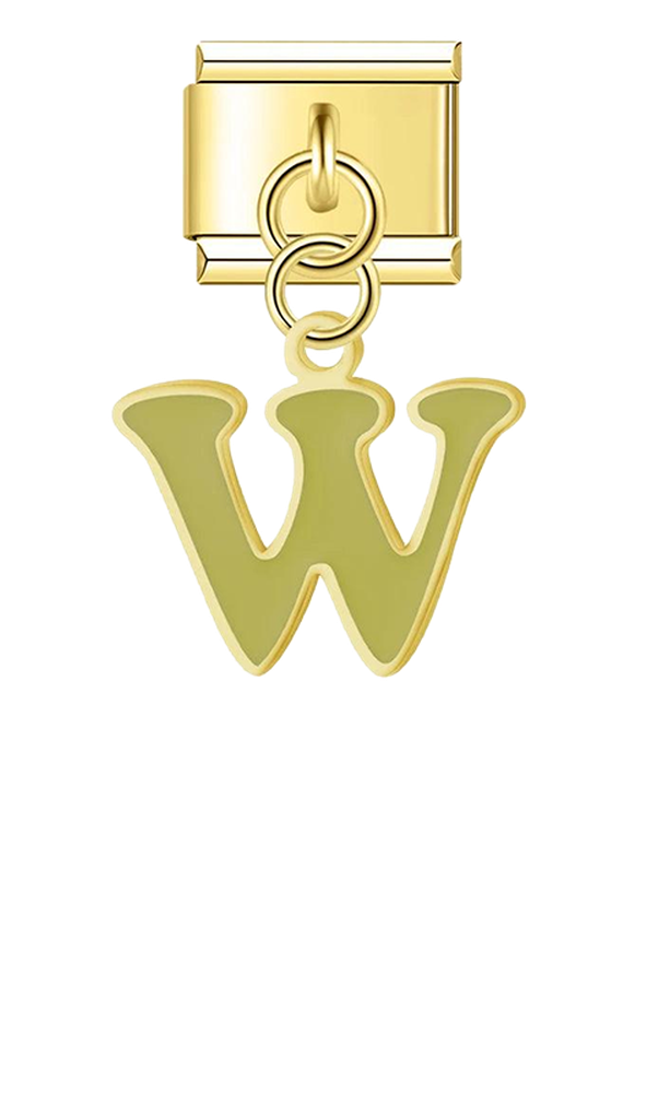 Letter W in Green, on Gold - letter-w-in-green-on-gold-charms-45962559422799.png