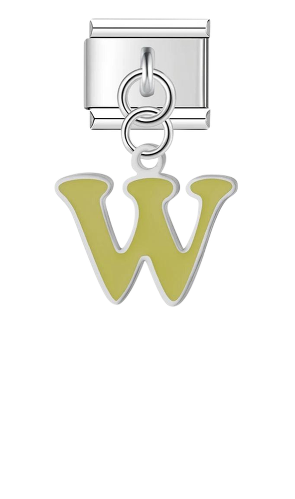 Letter W in Green, on Silver - letter-w-in-green-on-silver-charms.png