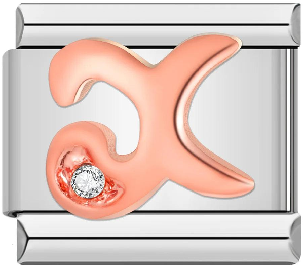 Letter X in Rose Gold with Stones, on Silver - letter-x-in-rose-gold-with-stones-on-silver.png