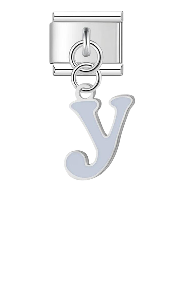 Letter Y in Grey, on Silver - letter-y-in-grey-on-silver-charms.png