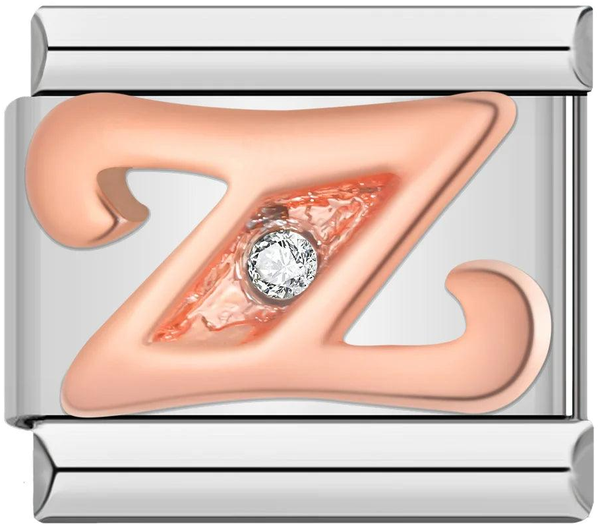 Letter Z in Rose Gold with Stones, on Silver - letter-z-in-rose-gold-with-stones-on-silver.png