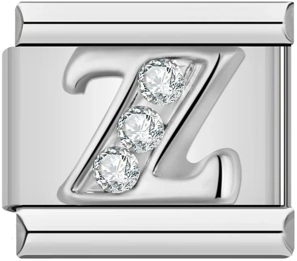 Letter Z with Stones, on Silver - letter-z-with-stones-on-silver-45961147449679.png
