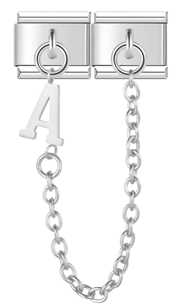 Letter A, Double Linked Charms, on Silver - letter a double linked charms on silver.png