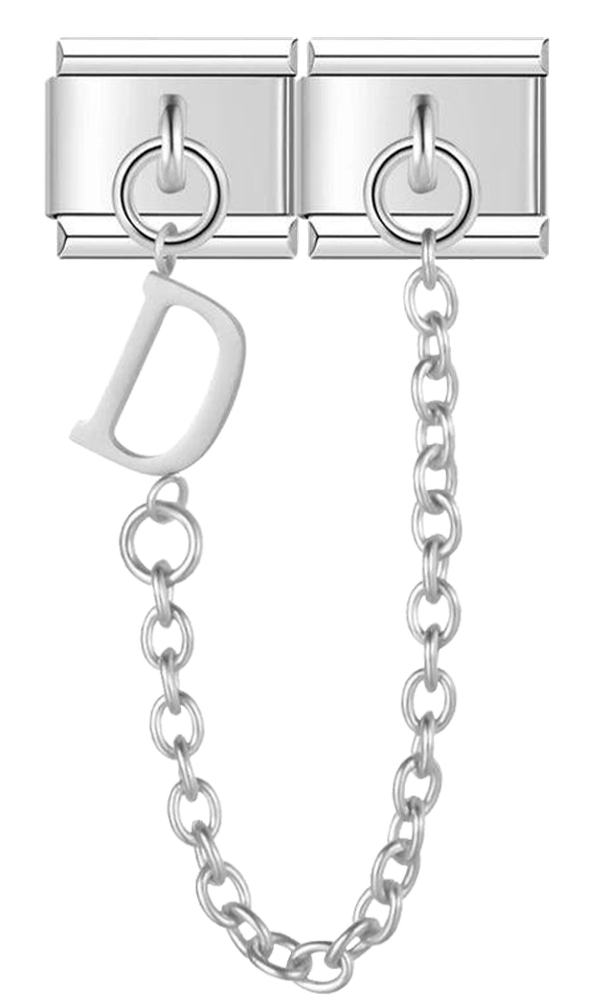 Letter D, Double Linked Charms, on Silver - letter d double linked charms on silver.png