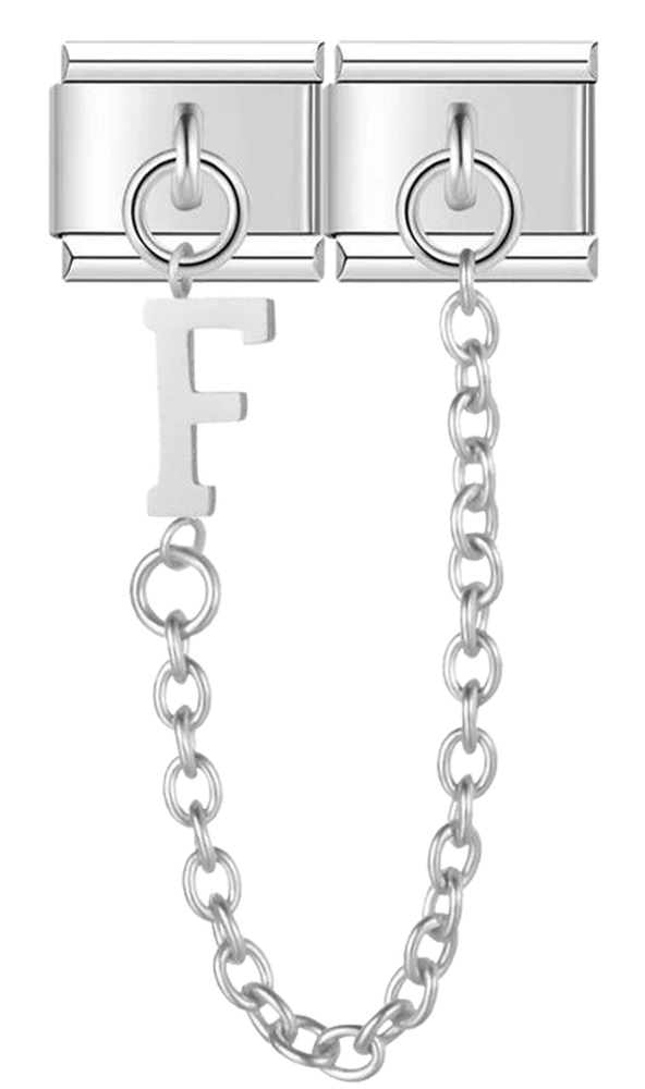 Letter F, Double Linked Charms, on Silver - letter f double linked charms on silver.png