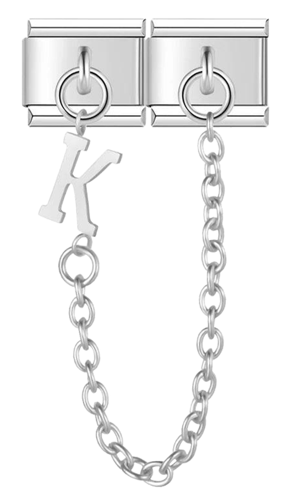 Letter K, Double Linked Charms, on Silver - letter k double linked charms on silver.png