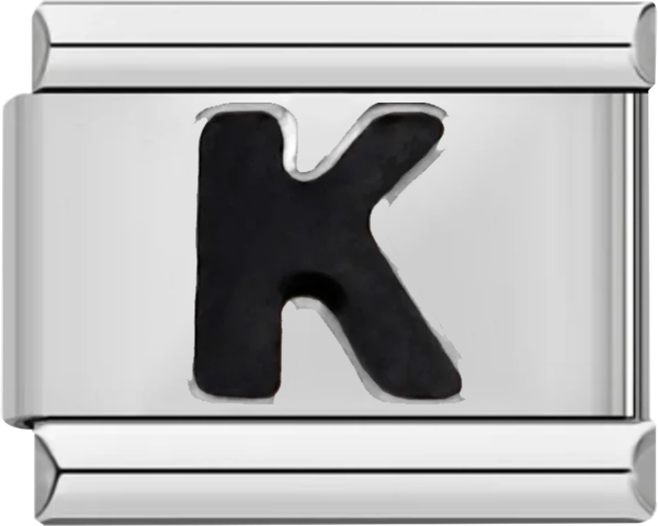Letter K in Black, on Silver - letter k in black on silver charms official.png