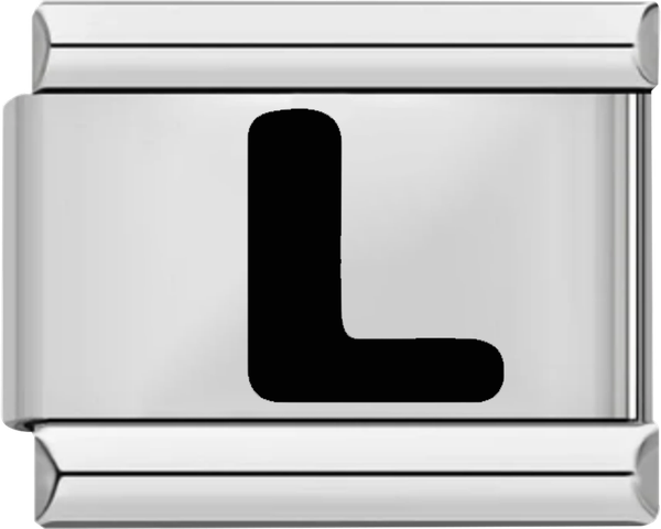 Letter L in Black, on Silver - letter l in black on silver charms official.png
