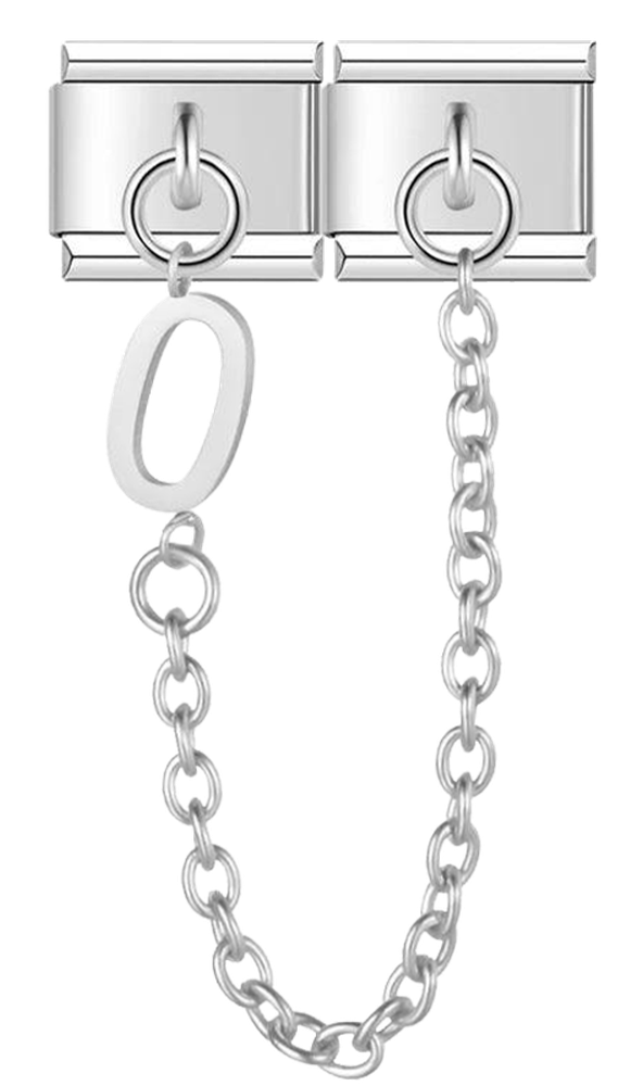 Letter O, Double Linked Charms, on Silver - letter o double linked charms on silver.png