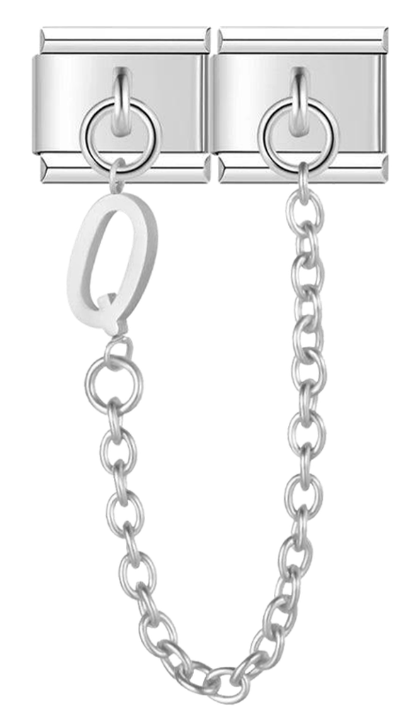 Letter Q, Double Linked Charms, on Silver - letter q double linked charms on silver.png