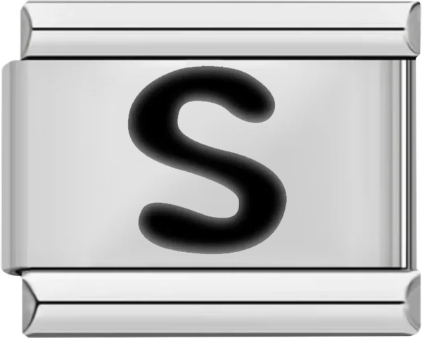 Letter S in Black, on Silver - letter s in black on silver charms official.png