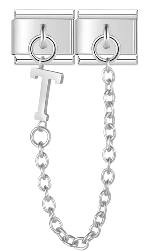 Letter T, Double Linked Charms, on Silver - letter t double linked charms on silver.png