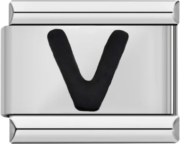 Letter V in Black, on Silver - letter v in black on silver charms official.png