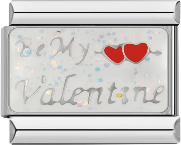 My Valentine Glitter, Double Hearts, on Silver - my valentine glitter double hearts on silver.png