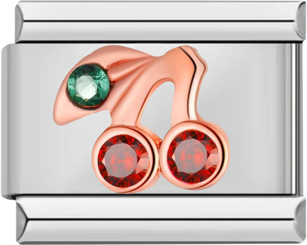 Pair of Cherries with Stones, on Silver - pair of cherries with stones on silver charms official.png