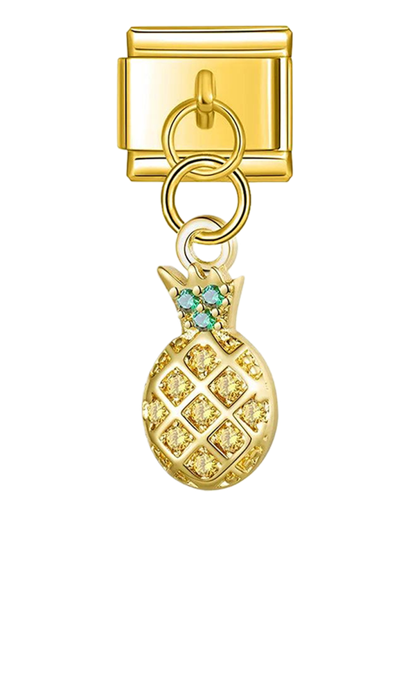 Pineapple with Stones, on Gold - pineapple-with-stones-on-gold-charms.png