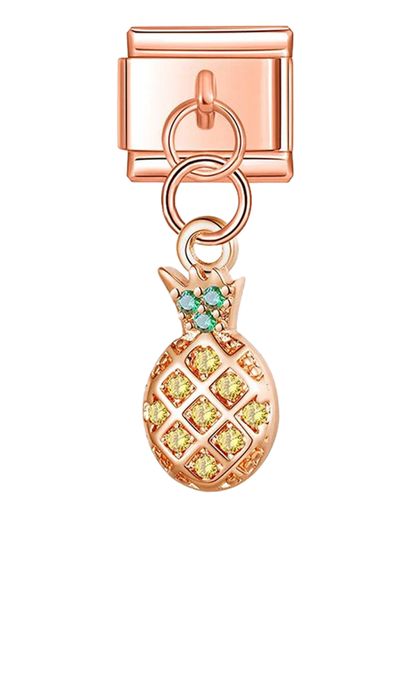 Pineapple with Stones, on Rose Gold - pineapple-with-stones-on-rose-gold-charms.png