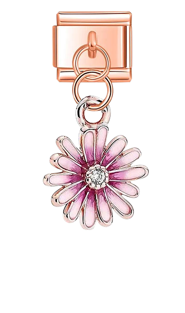 Pink Daisy with Stone, on Rose Gold - pink-daisy-with-stone-on-rose-gold-charms-45961148301647.png
