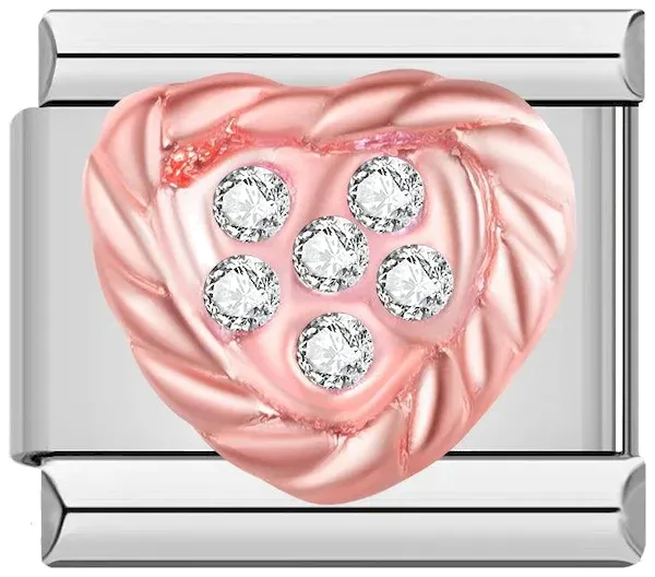 Pink Heart with White Stones, on Silver - pink-heart-with-white-stones-on-silver.webp