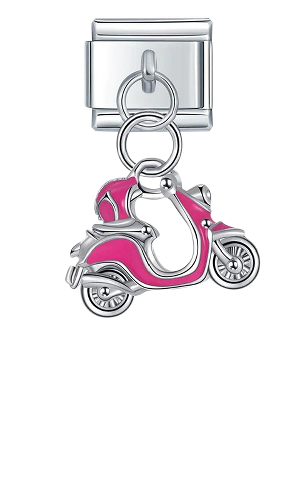 Pink Scooter, on Silver - pink-scooter-on-silver-charms-45932573294927.png