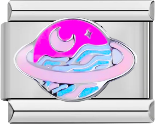 Pink Saturn with its Moon - pink saturn with its moon.png