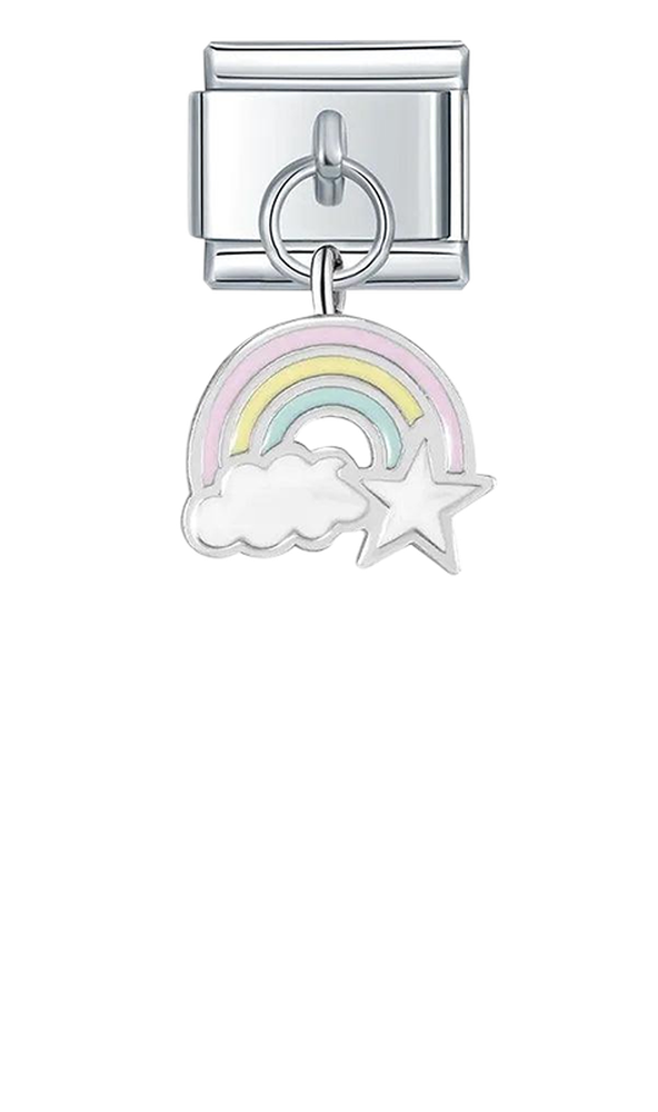 Rainbow with Cloud and Star, on Silver - rainbow-with-cloud-and-star-on-silver-charms-45922132656463.png